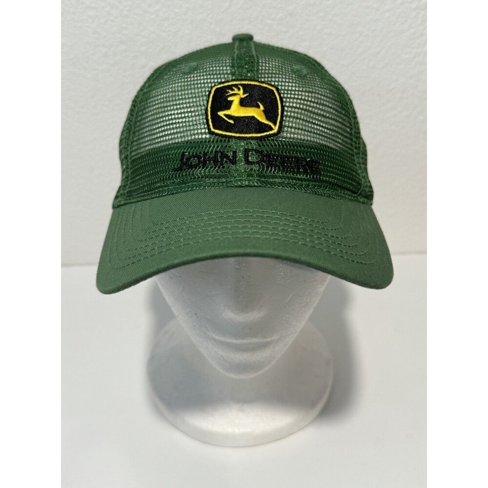 Vintage John Deere Full Mesh Large Patch Trucker Hat Louisville MFG Cap Green